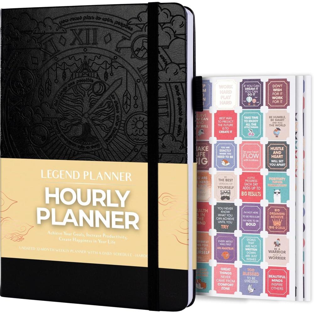image:imageLegend Planner Hourly Schedule Edition Deluxe Weekly amp Daily Organizer with Time Slots Time Management Appointment Book Journal for Work amp Personal Life Undated A5 Hardcover Dark Green DebossedBlack