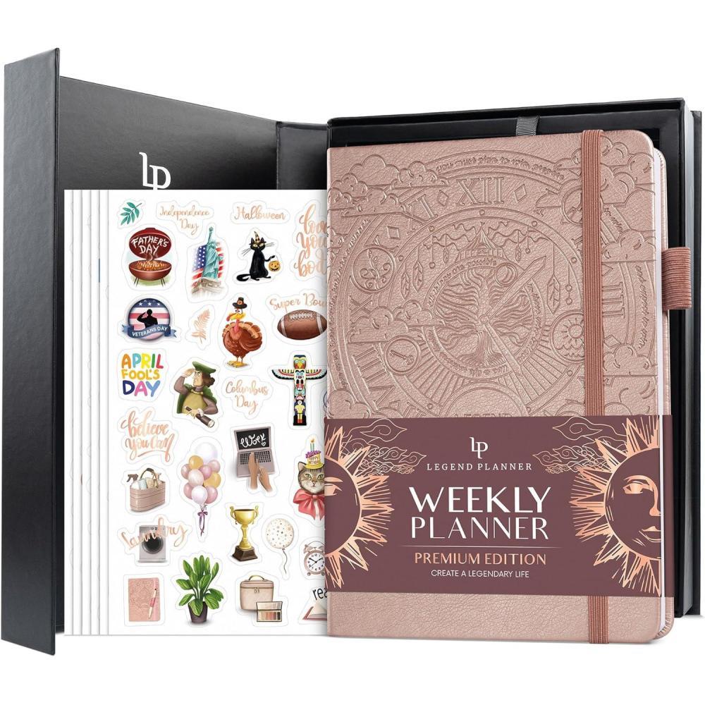 image:imageLegend Weekly Planner Premium Undated Weekly Monthly amp Budget Planner Life Organizer for Time Management amp Productivity A5 Dark TealRose Gold Debossed
