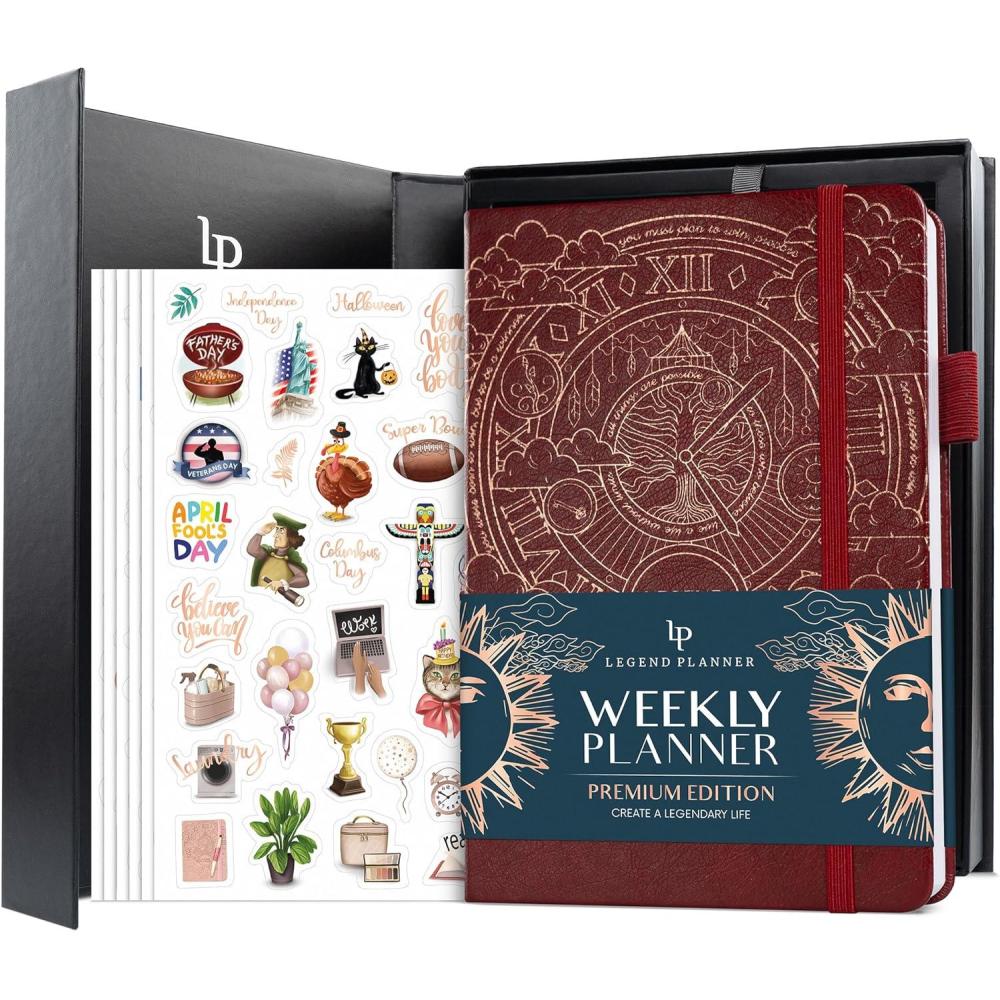 image:imageLegend Weekly Planner Premium Undated Weekly Monthly amp Budget Planner Life Organizer for Time Management amp Productivity A5 Dark TealWine Red Gold