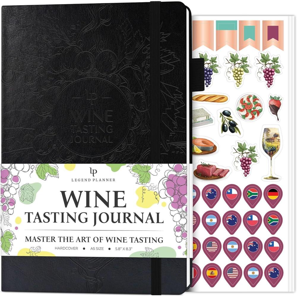 image:imageLegend Wine Tasting Journal Wine Guide amp Diary Unique Accessories amp Gifts for Wine Lovers Women amp Men Eco Leather Notebook PurpleBlack