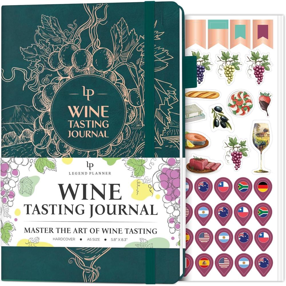 image:imageLegend Wine Tasting Journal Wine Guide amp Diary Unique Accessories amp Gifts for Wine Lovers Women amp Men Eco Leather Notebook PurpleDeep Sea Gold Foil