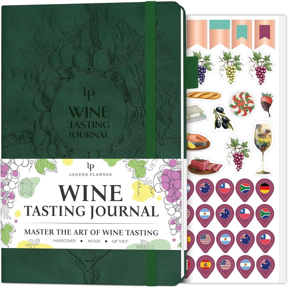 image:imageLegend Wine Tasting Journal Wine Guide amp Diary Unique Accessories amp Gifts for Wine Lovers Women amp Men Eco Leather Notebook PurpleForest Green