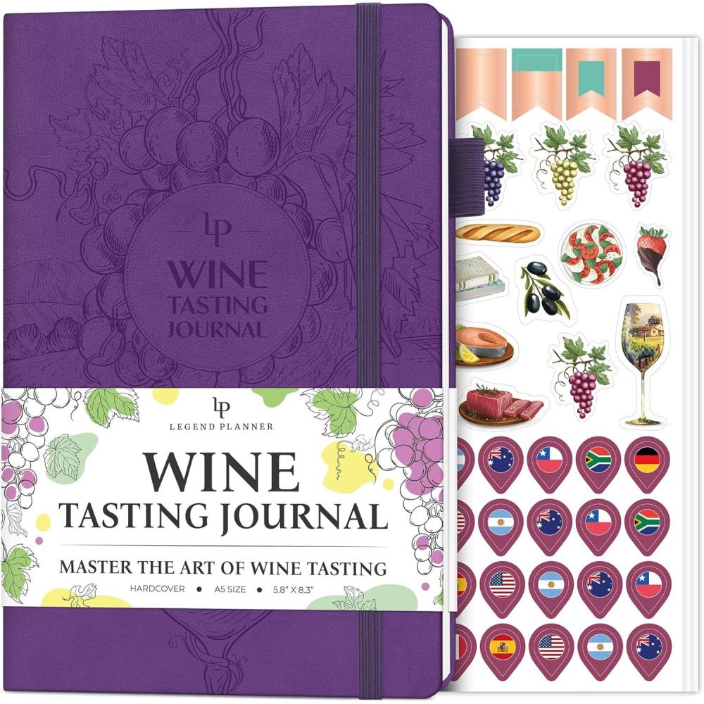 image:imageLegend Wine Tasting Journal Wine Guide amp Diary Unique Accessories amp Gifts for Wine Lovers Women amp Men Eco Leather Notebook PurplePurple