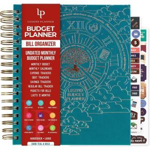 image:imageLegend Budget Planner amp Monthly Bill Organizer with Pockets  Home Finance amp Expense Tracker  Notebook for Household Budgeting Mystic BlueDark Teal Gold Foil
