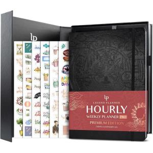 image:imageLegend Hourly Planner PRO Premium  Undated Schedule Planner with Time Slots  Weekly Monthly amp Daily Personal Organizer A4 PurpleBlack  Debossed