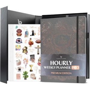 image:imageLegend Hourly Planner PRO Premium  Undated Schedule Planner with Time Slots  Weekly Monthly amp Daily Personal Organizer A4 PurpleMystic Grey  Gold Foil  Hourglass