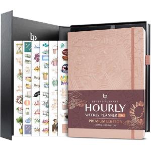 image:imageLegend Hourly Planner PRO Premium  Undated Schedule Planner with Time Slots  Weekly Monthly amp Daily Personal Organizer A4 PurpleRose Gold  Debossed