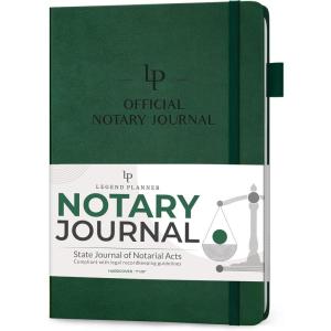 image:imageLegend Notary Journal  Hardcover Notary Log Book with PrePrinted Entries  Notary Public Journal of Notarial Acts  Notary Supplies  250 Entries Numbered Pages 7x10 Dark BlueDark Green
