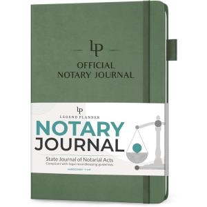 image:imageLegend Notary Journal  Hardcover Notary Log Book with PrePrinted Entries  Notary Public Journal of Notarial Acts  Notary Supplies  250 Entries Numbered Pages 7x10 Dark BlueCypress
