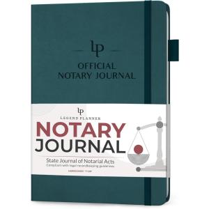 image:imageLegend Notary Journal  Hardcover Notary Log Book with PrePrinted Entries  Notary Public Journal of Notarial Acts  Notary Supplies  250 Entries Numbered Pages 7x10 Dark BlueDeep Sea