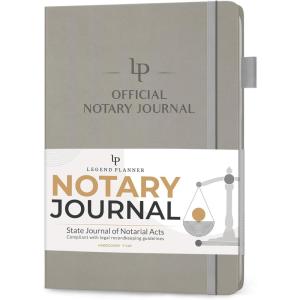 image:imageLegend Notary Journal  Hardcover Notary Log Book with PrePrinted Entries  Notary Public Journal of Notarial Acts  Notary Supplies  250 Entries Numbered Pages 7x10 Dark BlueFoggy Alps