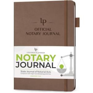 image:imageLegend Notary Journal  Hardcover Notary Log Book with PrePrinted Entries  Notary Public Journal of Notarial Acts  Notary Supplies  250 Entries Numbered Pages 7x10 Dark BlueDark Terracotta