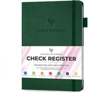 image:imageLegend Planner Check Register Book  Accounting Ledger Book for Small Business amp Personal Use  Checkbook Register to Track Financial Transactions  Hardcover 7x10 6300 Entries Rose GoldDark Green