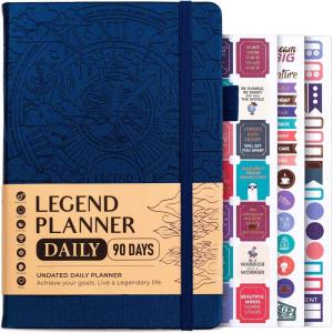 image:imageLegend Planner Daily for 3 Months  Undated Monthly Weekly amp Daily Planner to Hit Goals Organizer amp Productivity Journal A5 Rose GoldMystic Blue