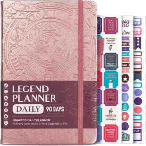 image:imageLegend Planner Daily for 3 Months  Undated Monthly Weekly amp Daily Planner to Hit Goals Organizer amp Productivity Journal A5 Rose GoldRose Gold