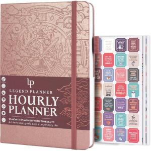 image:imageLegend Planner Hourly Schedule Edition  Deluxe Weekly amp Daily Organizer with Time Slots Time Management Appointment Book Journal for Work amp Personal Life Undated A5 Hardcover  Dark Green DebossedRose Gold