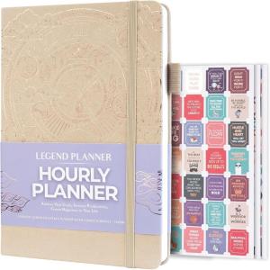 image:imageLegend Planner Hourly Schedule Edition  Deluxe Weekly amp Daily Organizer with Time Slots Time Management Appointment Book Journal for Work amp Personal Life Undated A5 Hardcover  Dark Green DebossedSeashell  Gold Foil