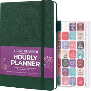 image:imageLegend Planner Hourly Schedule Edition  Deluxe Weekly amp Daily Organizer with Time Slots Time Management Appointment Book Journal for Work amp Personal Life Undated A5 Hardcover  Dark Green DebossedDark Green  Debossed