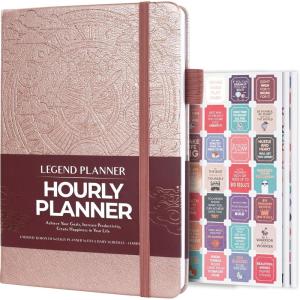 image:imageLegend Planner Hourly Schedule Edition  Deluxe Weekly amp Daily Organizer with Time Slots Time Management Appointment Book Journal for Work amp Personal Life Undated A5 Hardcover  Dark Green DebossedRose Gold  Gold Foil