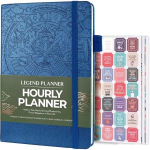 image:imageLegend Planner Hourly Schedule Edition  Deluxe Weekly amp Daily Organizer with Time Slots Time Management Appointment Book Journal for Work amp Personal Life Undated A5 Hardcover  Dark Green DebossedMystic Blue  Debossed