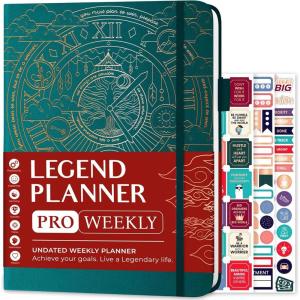 image:imageLegend Planner PRO  Deluxe Weekly amp Monthly Life Planner to Increase Productivity and Hit Your Goals Time Management Organizer Notebook  Undated  7 x 10 Hardcover  Stickers  Dark PurpleDark Teal  Gold Foil