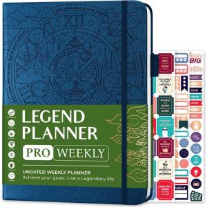 image:imageLegend Planner PRO  Deluxe Weekly amp Monthly Life Planner to Increase Productivity and Hit Your Goals Time Management Organizer Notebook  Undated  7 x 10 Hardcover  Stickers  Amber YellowMystic Blue  Debossed