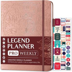 image:imageLegend Planner PRO  Deluxe Weekly amp Monthly Life Planner to Increase Productivity and Hit Your Goals Time Management Organizer Notebook  Undated  7 x 10 Hardcover  Stickers  Dark PurpleRose Gold  Gold Foil