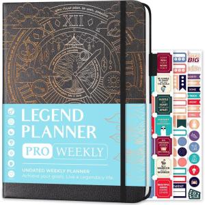 image:imageLegend Planner PRO  Deluxe Weekly amp Monthly Life Planner to Increase Productivity and Hit Your Goals Time Management Organizer Notebook  Undated  7 x 10 Hardcover  Stickers  Amber YellowMystic Gray  Gold Foil