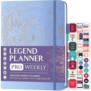 image:imageLegend Planner PRO  Deluxe Weekly amp Monthly Life Planner to Increase Productivity and Hit Your Goals Time Management Organizer Notebook  Undated  7 x 10 Hardcover  Stickers  Dark PurplePeriwinkle  Gold Foil