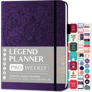 image:imageLegend Planner PRO  Deluxe Weekly amp Monthly Life Planner to Increase Productivity and Hit Your Goals Time Management Organizer Notebook  Undated  7 x 10 Hardcover  Stickers  Amber YellowPurple  Debossed