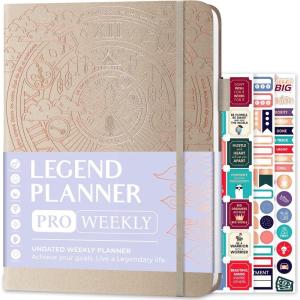 image:imageLegend Planner PRO  Deluxe Weekly amp Monthly Life Planner to Increase Productivity and Hit Your Goals Time Management Organizer Notebook  Undated  7 x 10 Hardcover  Stickers  Dark PurpleSeashell  Gold Foil