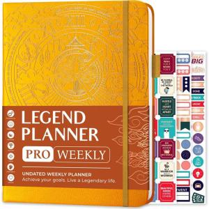 image:imageLegend Planner PRO  Deluxe Weekly amp Monthly Life Planner to Increase Productivity and Hit Your Goals Time Management Organizer Notebook  Undated  7 x 10 Hardcover  Stickers  Amber YellowAmber Yellow  Gold Foil