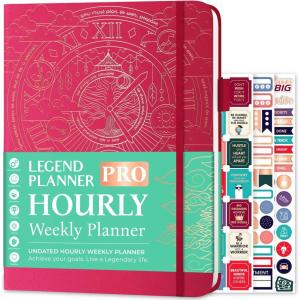 image:imageLegend Planner PRO Hourly Schedule  Weekly amp Daily Organizer with Time Slots Appointment Book Journal for Work amp Personal A4 White GoldHot Pink Gold Foil