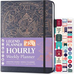 image:imageLegend Planner PRO Hourly Schedule  Weekly amp Daily Organizer with Time Slots Appointment Book Journal for Work amp Personal A4 White GoldMystic Gray Gold Foil