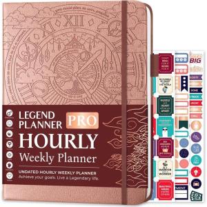 image:imageLegend Planner PRO Hourly Schedule  Weekly amp Daily Organizer with Time Slots Appointment Book Journal for Work amp Personal A4 White GoldRose Gold