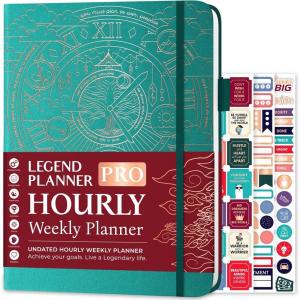 image:imageLegend Planner PRO Hourly Schedule  Weekly amp Daily Organizer with Time Slots Appointment Book Journal for Work amp Personal A4 White GoldViridian Green Gold Foil