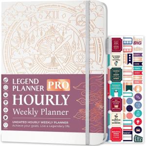 image:imageLegend Planner PRO Hourly Schedule  Weekly amp Daily Organizer with Time Slots Appointment Book Journal for Work amp Personal A4 White GoldWhite Gold Foil
