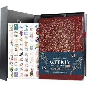 image:imageLegend Planner PRO Premium  Large Undated Weekly Monthly amp Budget Planner with Habit Tracker  Life Organizer for Time amp Task Management Goal Setting amp Productivity  A4 Size Black New CoverWine Red  Gold Foil