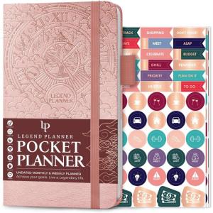 image:imageLegend Planner Pocket  Small Undated Monthly amp Weekly Goal Journal and Calendar for Productivity Mini Life Organizer Planner Perfect for Purse Size 35 x 62 Hardcover  Viridian GreenRose Gold Undated