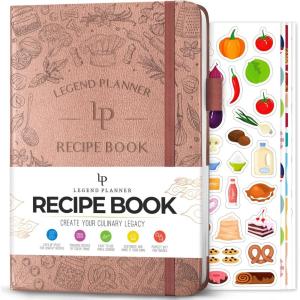 image:imageLegend Recipe Book  Blank Family Cookbook to Write In Your Own Recipes  Empty Cooking Journal  Personalized Cooking Notebook Hardcover A5 58 Recipes In Total Mystic GrayRose Gold