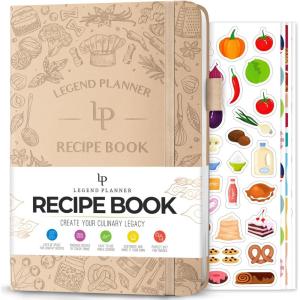 image:imageLegend Recipe Book  Blank Family Cookbook to Write In Your Own Recipes  Empty Cooking Journal  Personalized Cooking Notebook Hardcover A5 58 Recipes In Total Mystic GraySeashell