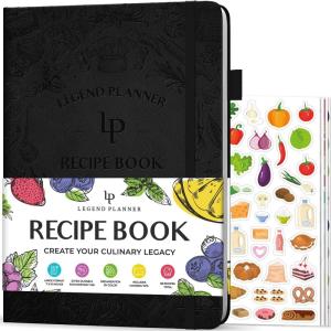 image:imageLegend Recipe Book  Blank Family Cookbook to Write In Your Own Recipes  Empty Cooking Journal  Personalized Cooking Notebook Hardcover A5 58 Recipes In Total Mystic GrayBlack