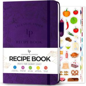 image:imageLegend Recipe Book  Blank Family Cookbook to Write In Your Own Recipes  Empty Cooking Journal  Personalized Cooking Notebook Hardcover A5 58 Recipes In Total Mystic GrayPurple