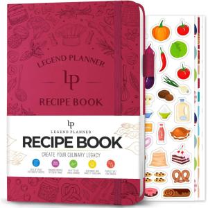 image:imageLegend Recipe Book  Blank Family Cookbook to Write In Your Own Recipes  Empty Cooking Journal  Personalized Cooking Notebook Hardcover A5 58 Recipes In Total Mystic GrayHot Pink