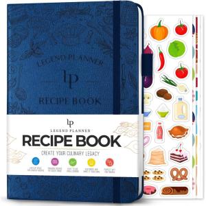 image:imageLegend Recipe Book  Blank Family Cookbook to Write In Your Own Recipes  Empty Cooking Journal  Personalized Cooking Notebook Hardcover A5 58 Recipes In Total Mystic GrayMystic Blue