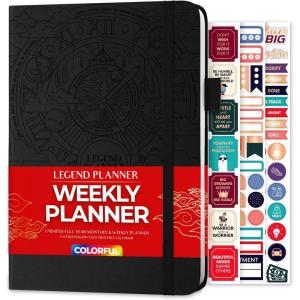 image:imageLegend Weekly Colorful Planner 2nd Edition  Undated Life amp Work Agenda Journal for Time Management Goal Setting Productivity Tasks amp To Do Lists  A5 size 58  x 83 Hardcover  PeriwinkleBlack Debossed