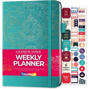 image:imageLegend Weekly Colorful Planner 2nd Edition  Undated Life amp Work Agenda Journal for Time Management Goal Setting Productivity Tasks amp To Do Lists  A5 size 58  x 83 Hardcover  PeriwinkleTurquoise Gold Foil