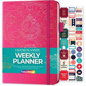 image:imageLegend Weekly Colorful Planner 2nd Edition  Undated Life amp Work Agenda Journal for Time Management Goal Setting Productivity Tasks amp To Do Lists  A5 size 58  x 83 Hardcover  PeriwinkleHot Pink Gold Foil