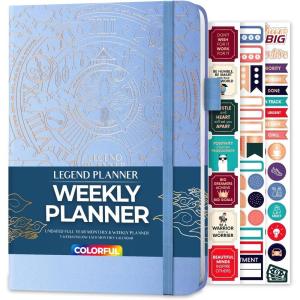 image:imageLegend Weekly Colorful Planner 2nd Edition  Undated Life amp Work Agenda Journal for Time Management Goal Setting Productivity Tasks amp To Do Lists  A5 size 58  x 83 Hardcover  PeriwinklePeriwinkle Gold Foil