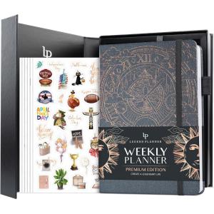 image:imageLegend Weekly Planner Premium  Undated Weekly Monthly amp Budget Planner  Life Organizer for Time Management amp Productivity A5 BlackMystic Gray  Gold Foil